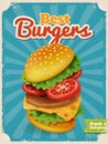 Vintage style fastfood vector Best Burgers poster.