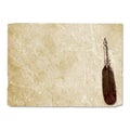 Vintage style fountain feathers pen with sheets of old aged yellow brown faded paper Royalty Free Stock Photo