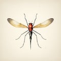 Vintage-style Gnat Illustration: Hand-drawn Mosquito Vector In Tintype Photography Style