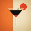 Vintage Graphic Design Martini On Red And Orange Background Royalty Free Stock Photo