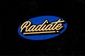 Radiate Retro Script Logo on Blue Oval Royalty Free Stock Photo