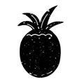 Vintage style grunge pineapple black silhouette