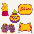 Vintage Style Holi Festival Icons