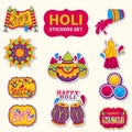 Vintage Style Holi Sticker Collection On Cosmic Latte