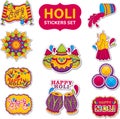 Vintage Style Holi Sticker Collection Over White