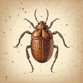 Vintage-style Illustration Of Brown Beetle Tick