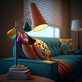 Vintage Style Illustration of Modern Lamp In Living Room Royalty Free Stock Photo