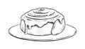 Vintage style illustration of glazed Cinnamon Roll Royalty Free Stock Photo