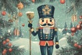 A vintage style illustration of the Nutcracker and Christmas decoration Ai illustration Royalty Free Stock Photo