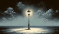 Vintage-style illustration of a solitary street lamp Royalty Free Stock Photo