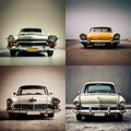 Vintage style images created with generative AI of 4 vintage cars