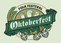 Vintage Style Label of Oktoberfest Event Design
