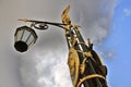 Vintage style lamp on Panteleymonovski bridge in Saint-Petersburg, Russia.