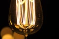 Vintage style light bulb filament macro view Royalty Free Stock Photo