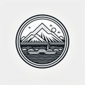 Vintage Monochrome Mountain Lake Logo Design