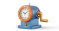 Retro mechanical pencil sharpener with clock face isolated on white background Royalty Free Stock Photo