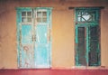 Vintage style old aged house door and window Royalty Free Stock Photo