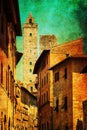 Vintage style picture of San Gimignano