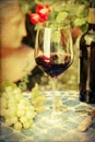 Vintage style picture of a still life with wine