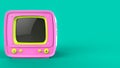 Vintage style pink television set Royalty Free Stock Photo