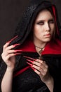 Vintage style portrait of young beautiful vampire woman with gothic Halloween makeup Royalty Free Stock Photo