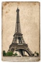 Vintage style postcard concept with Eiffel Tower Paris Royalty Free Stock Photo