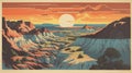 Sunset Canyon Print Inspired By Shepard Fairey - Kathleen Jacobsen