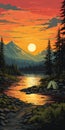 Retroactionary Camping Poster With Scenic Taiga View