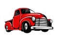 Vintage style red chevy truck vector illustration.