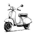 Vintage style scooter illustration with detailed line work Royalty Free Stock Photo