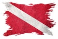 Vintage style scuba flag. Diver down flag. Brush stroke Royalty Free Stock Photo