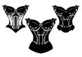 Vintage style corset bra lingerie black and white vector design set