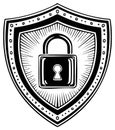 Vintage Style Shield with Padlock Emblem for Security and Protection Royalty Free Stock Photo