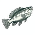 Vintage Style Smallmouth Bass Fish Vector Art For Print