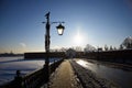 Vintage style street light in Peter and Pauls fortress in Saint-Petersburg, Russia. Royalty Free Stock Photo