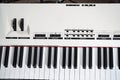 A vintage-style synthesizer keyboard taken in close-up Royalty Free Stock Photo