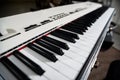 A vintage-style synthesizer keyboard taken in close-up Royalty Free Stock Photo