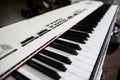 A vintage-style synthesizer keyboard taken in close-up Royalty Free Stock Photo