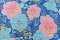vintage style of tapestry flowers fabric jeans pattern background.