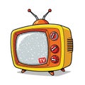 Retro Television Set with Antenna and Control Knobs on White Background Royalty Free Stock Photo