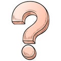 Vintage style three dimensional question mark illustration with hand drawn sketch lines Royalty Free Stock Photo