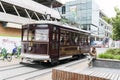 Vintage style tram on the Christchurch Tramway offers a unique city tour by the classic way of transportation in New Zealand
