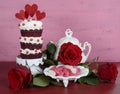 Vintage style triple layer red velvet cupcake Royalty Free Stock Photo