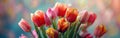 Vintage-style Tulip Bouquet Bursting with Color Royalty Free Stock Photo