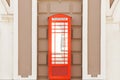 Vintage style of a typical red phone booth. Red Telephone Box - Icon of London Royalty Free Stock Photo