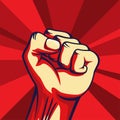 Vintage style vector Freedom poster. Raised fist