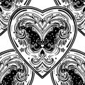 Vintage style vector heart seamless pattern. Royalty Free Stock Photo