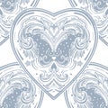 Vintage style vector heart seamless pattern. Royalty Free Stock Photo