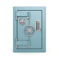 Vintage-style wall safe with combination dial and key lock Royalty Free Stock Photo