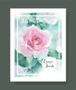 Vintage style Wedding Invitation pink rose watercolor hand drawn Royalty Free Stock Photo